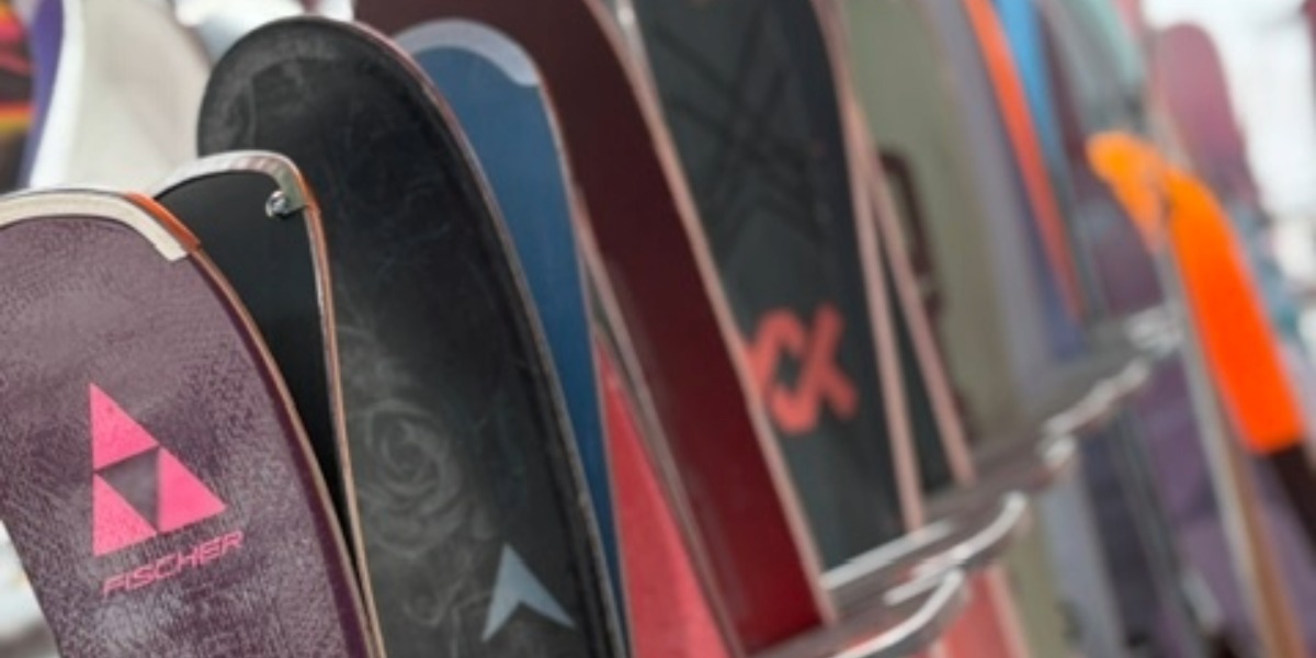 Women's skis at a demo day