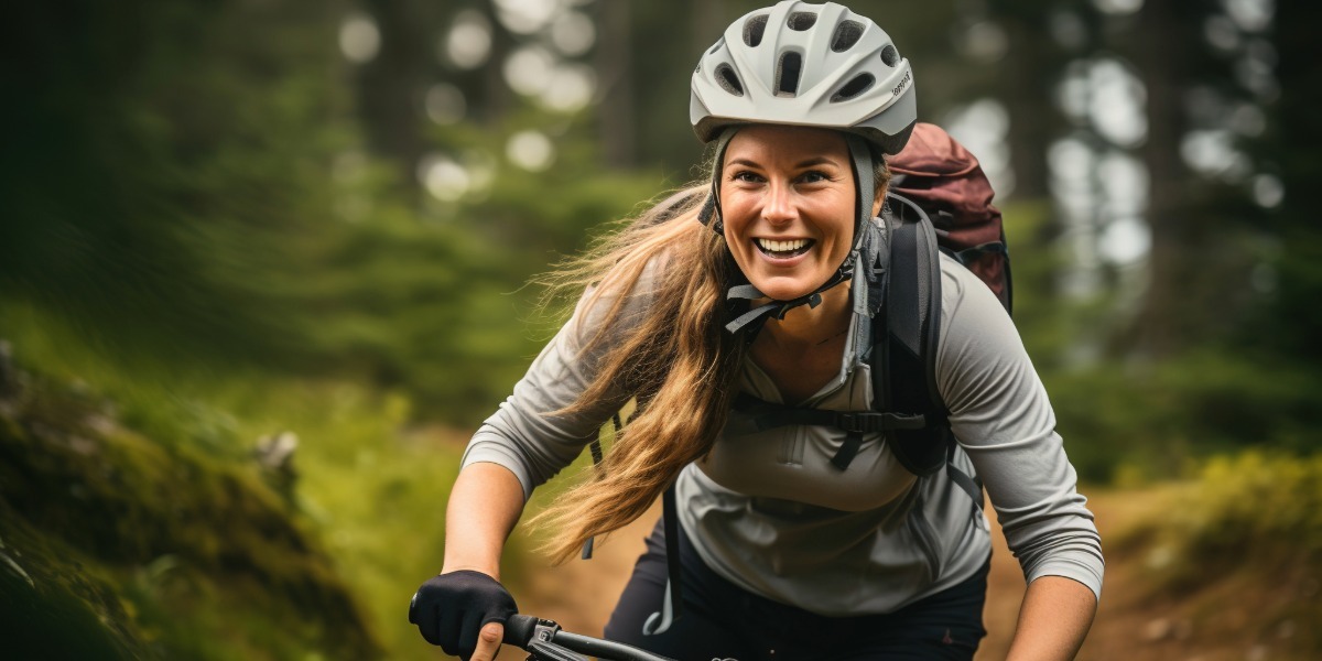 Woman mountian biking