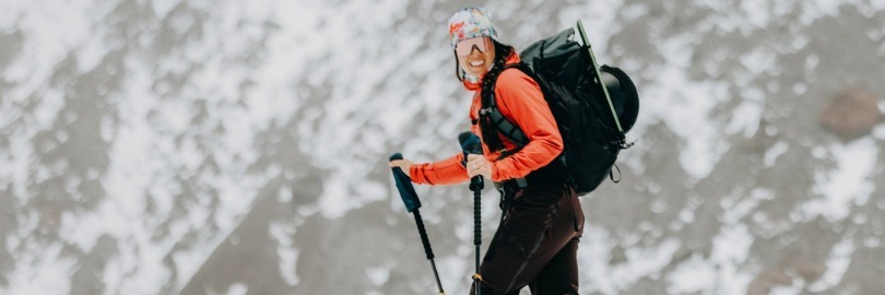 woman at skiing in the back country